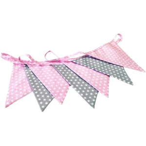 briljant baby katoenen vlaggetjes sam grijs/pink