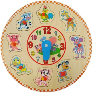 playwood houten puzzel met knop klok groot