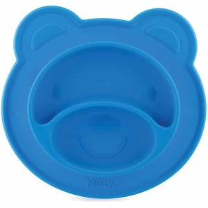 Nûby - Siliconen bord en placemat in 1 - met Zuigbodem Blauw 9m+
