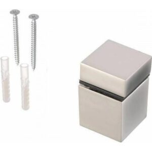 GTV - Plankendrager - Chroom/Satijn - Hout/Glas - 2 Stuks