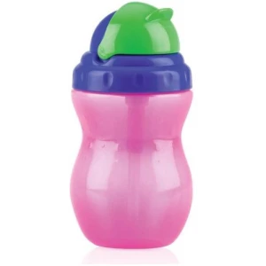 Nûby - Flip-It - Antilekbeker - met Rietje 300 ml - Roze 12+