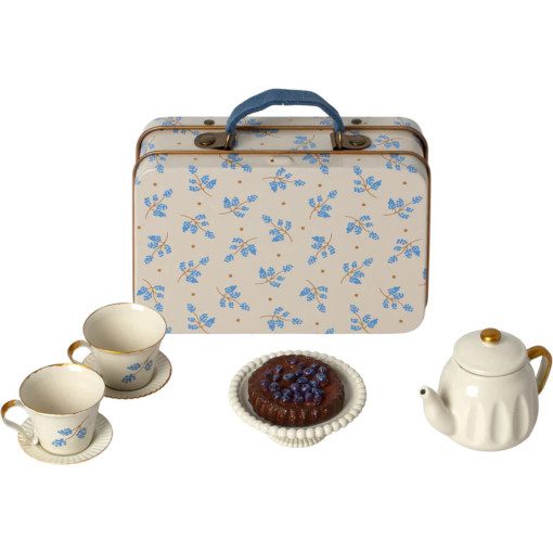 Maileg - Koffer met Accessoires - Thee Set - Muis - Blauwe Madelaine