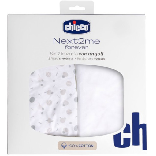 Chicco - Next2me Forever - Katoen Hoeslaken - Set van 2 - Afbeelding 2