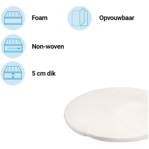 Bopita – Boxmatras – Rond – 95 cm – 5 cm – Foam – Opvouwbaar – Afritsbare Tijk