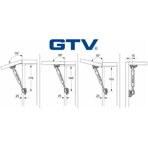 GTV - Gasveer - Gaslift - 80N Kort - Zilver - 2 Stuks - Afbeelding 4